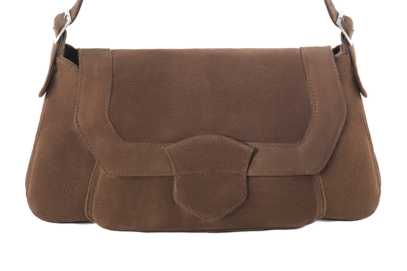 Dress handbag in chocolate brown leather - Profile view